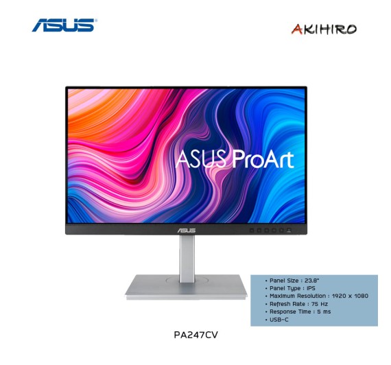 MONITOR (จอมอนิเตอร์) ASUS PROART DISPLAY PA247CV - 23.8" IPS FHD 75Hz USB-C 3Y 3M