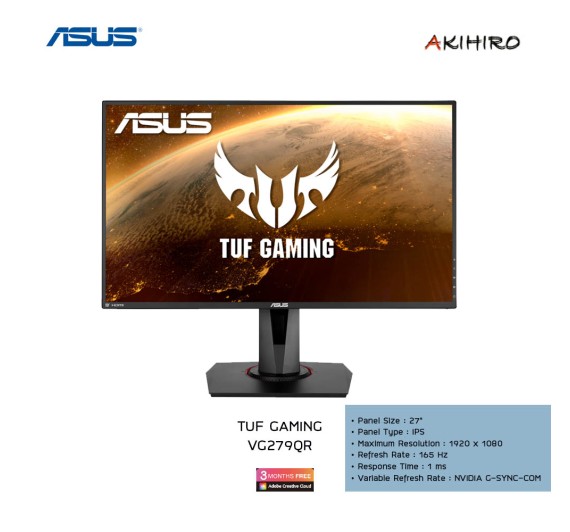 MONITOR (จอมอนิเตอร์) ASUS VG279QR - 27" IPS SPEAKERS 165Hz G-SYNC-COM 3Y 3M