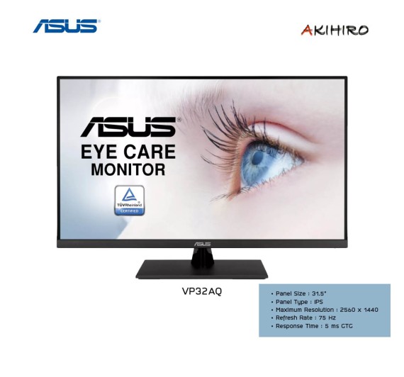 MONITOR (จอมอนิเตอร์) ASUS VP32AQ - 31.5" IPS 2K SPEAKERS HDR 75Hz FREESYNC 3Y 3M