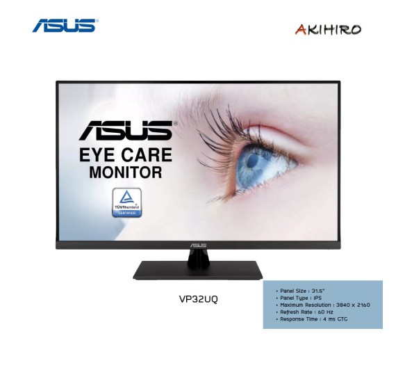 MONITOR (จอมอนิเตอร์) ASUS VP32UQ - 31.5" IPS 4K SPEAKERS HDR FREESYNC 3Y 3M