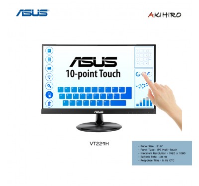 MONITOR (จอมอนิเตอร์) ASUS VT229H - 21.5" IPS SPEAKERS TOUCH 3Y 3M