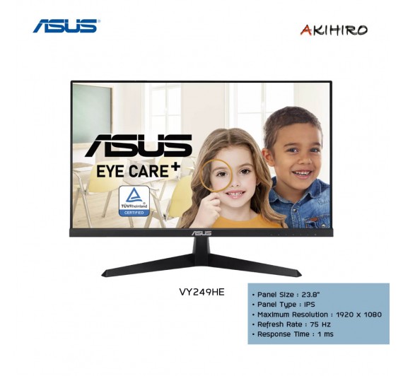 MONITOR (จอมอนิเตอร์) ASUS VY249HE 23.8" IPS 75Hz FREESYNC 3Y 3M
