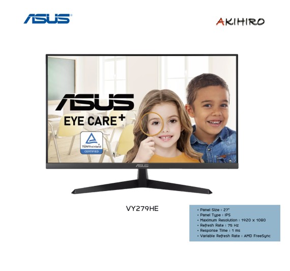 MONITOR (จอมอนิเตอร์) ASUS VY279HE - 27" IPS FHD 75Hz 3Y 3M